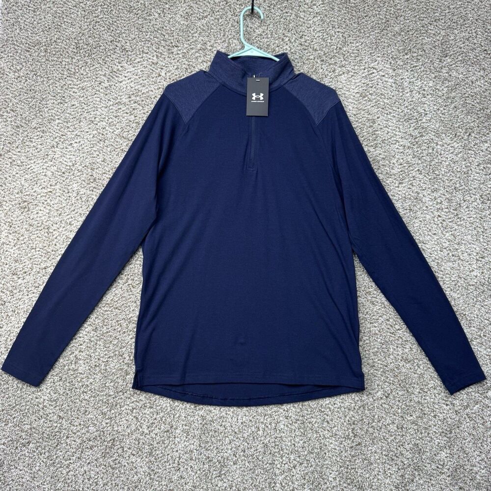Under Armour 1/4 Zip Fleece Shirt Men's Medium Blue Lightweight Pullover‎ New